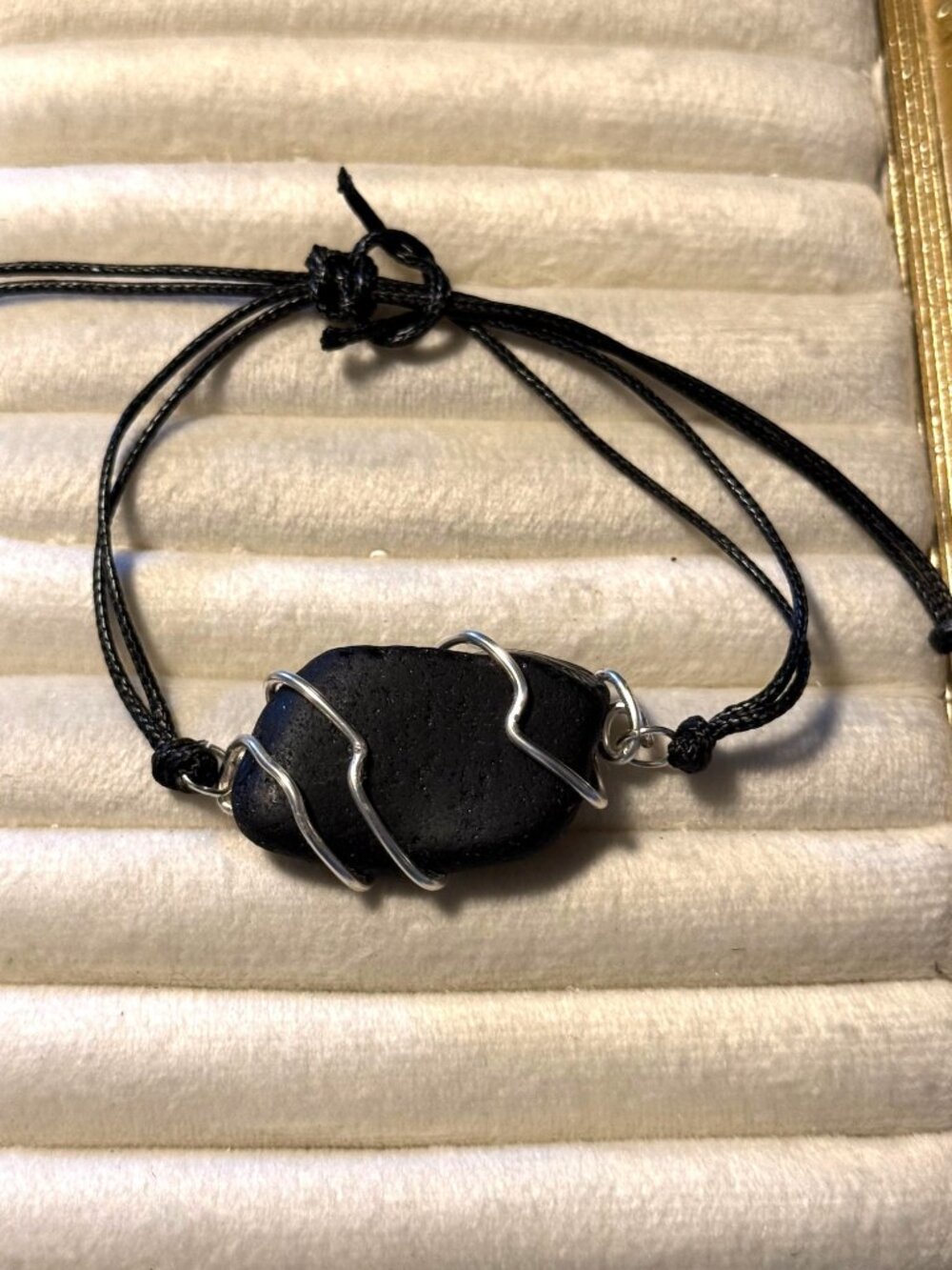Seaham Midnight – Rare Pirate Glass Adjustable Cord Bracelet